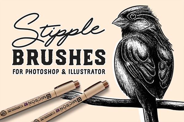62个用于Photoshop和Illustrator的点画笔笔刷套装集合