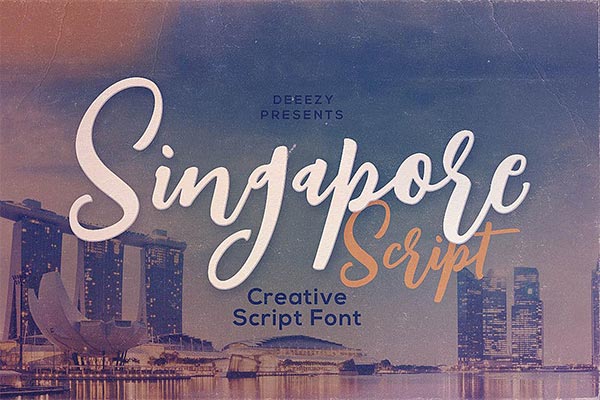 时尚高端简约复古新加坡脚本字体singapore-script-font