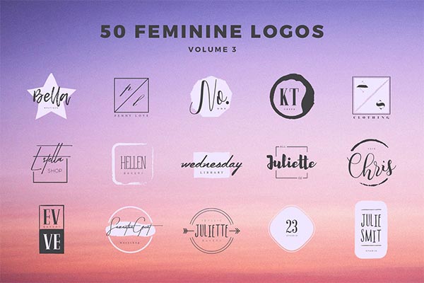50个时尚高端多用途的女性化风格的logo标志设计模板-3