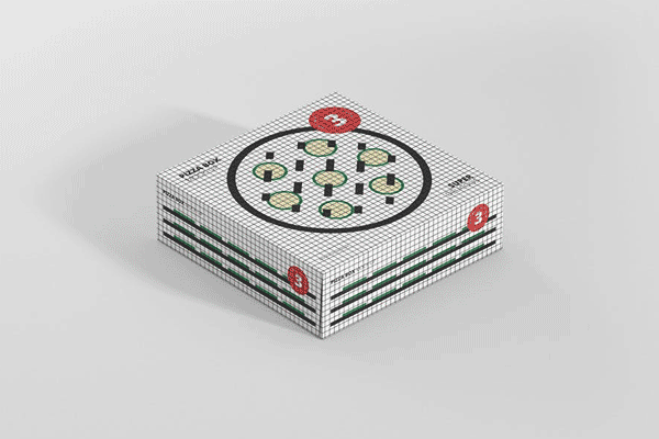 高品质的时尚高端逼真质感的披萨比萨pizza三层包装设计VI样机展示模型mockups
