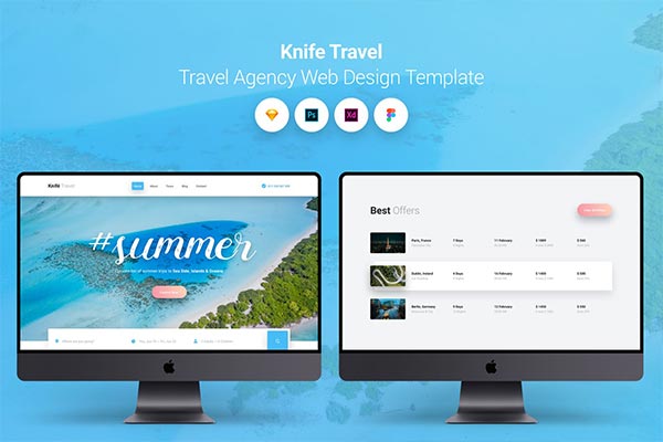 时尚高端清新旅游网站设计模板UI KITS