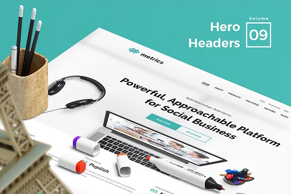 适合各种网页设计项目令人惊叹的29个Hero Headers设计模板vol.9