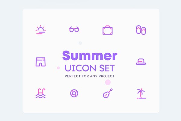 时尚简约高端可爱的夏天渡假旅游sunmmer图标icon集合
