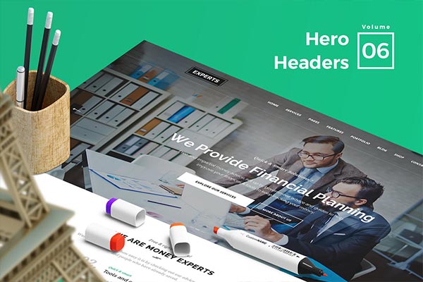 适合各种网页设计项目令人惊叹的22个Hero Headers设计模板vol.6