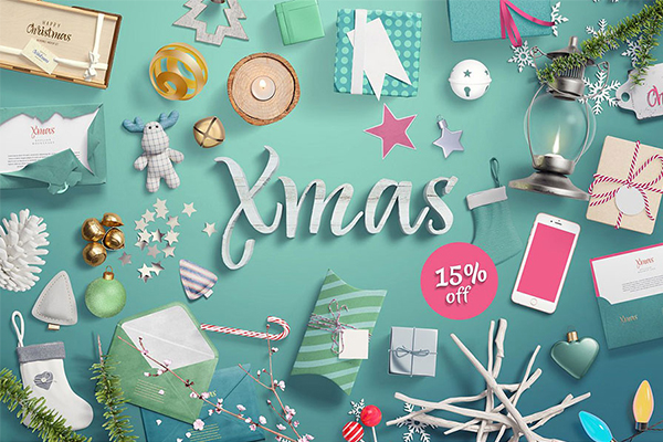 样机 | 漂亮的圣诞节主题广告设计素材包下载 PSD