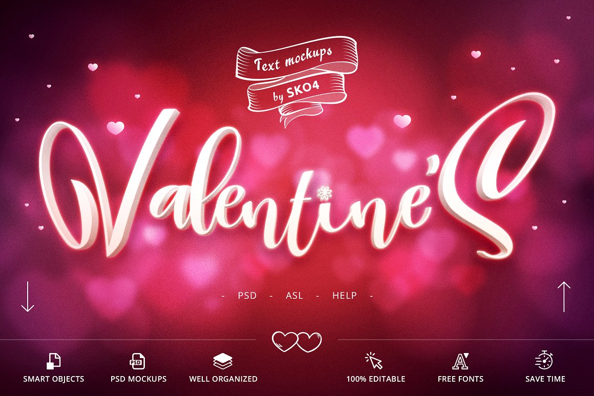 新鲜浪漫的情人节专用字体特效PS图层样式下载 [PSD]
