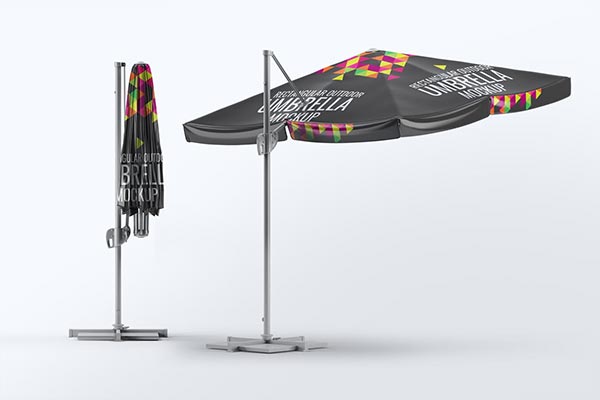 矩形户外遮阳扇太阳伞雨伞设计VI样机展示模型mockups