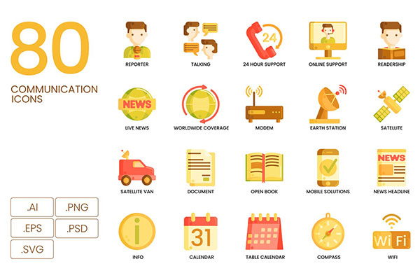 80个通讯沟通图标icon大集合