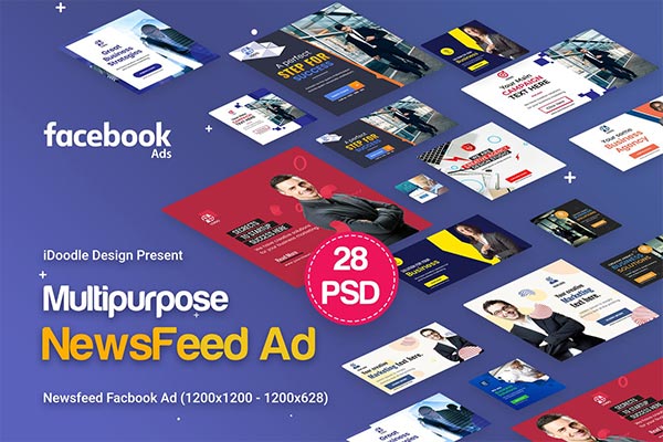 28个NewsFeed多用途商业横幅banner海报社交媒体网络广告设计模板