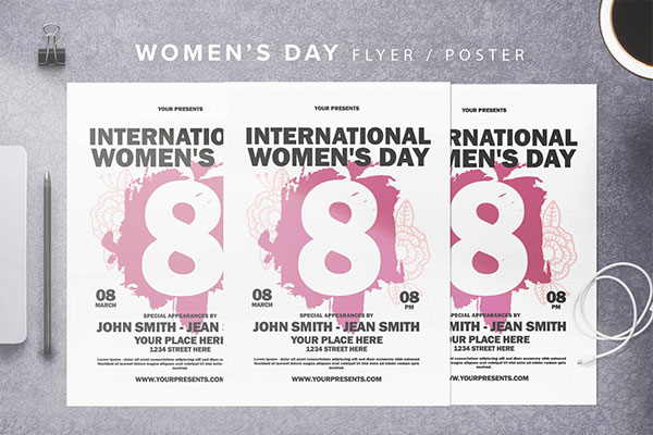时尚高端简约三八国际妇女节DM宣传单海报设计模板