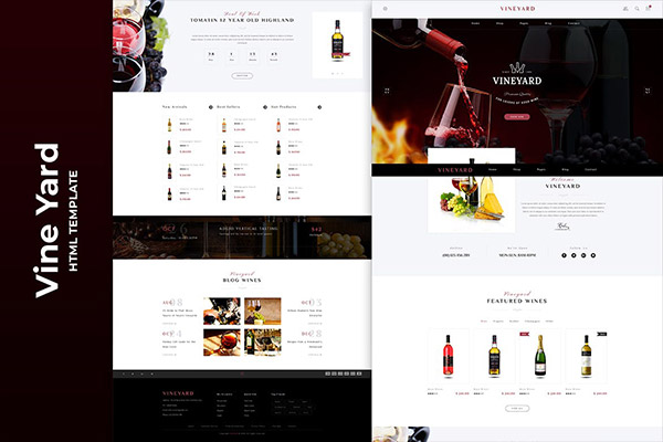 时尚高端简约优雅葡萄酒红酒HTML网站设计模板