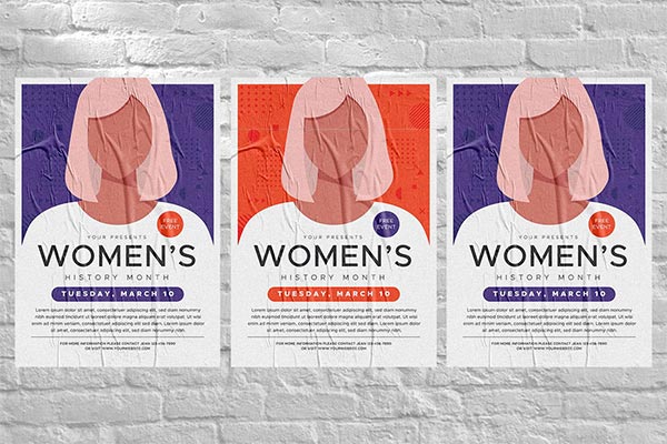 时尚高端简约扁平化风格三八妇女节母亲节DM宣传单海报设计模板