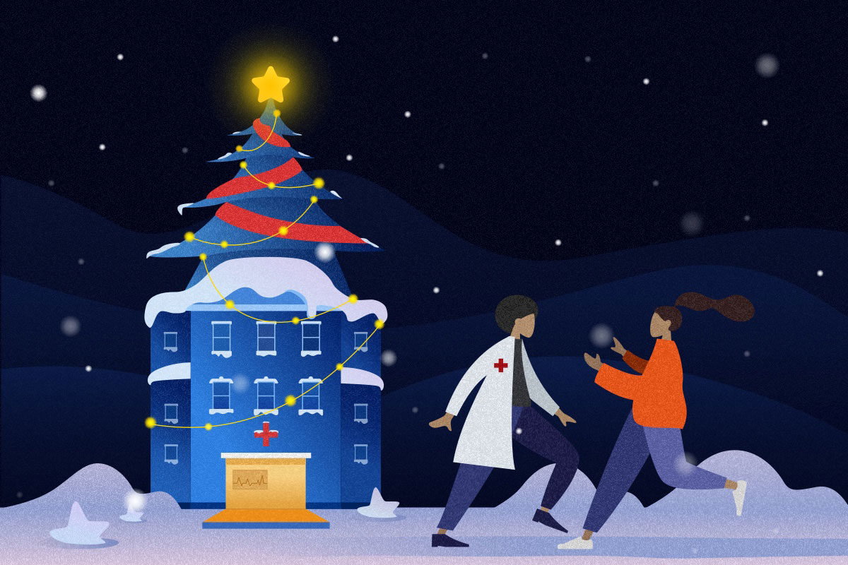 Sketch绘制的医疗圣诞主题宣传海报设计