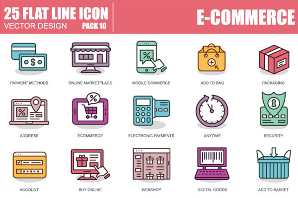 创意简约电子商务-平面动画icon图标下载