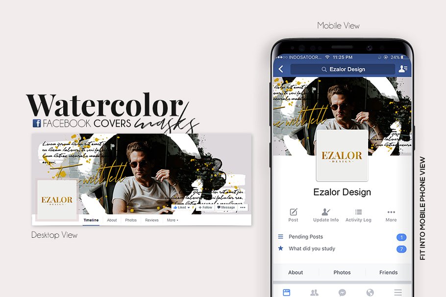 Facebook社交软件图层覆盖水彩纹理面具
