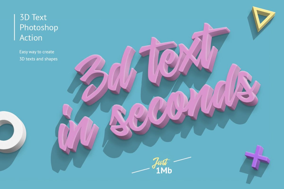 PS动作 | 粉色系3D雕刻英文字体智能对象