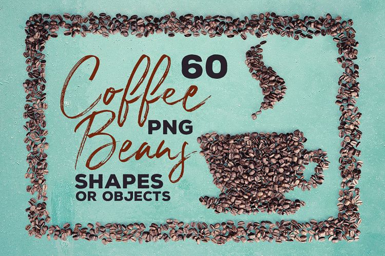 60种多元素咖啡豆设计形状图片PNG