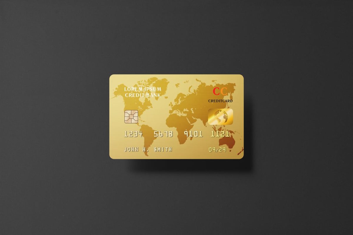 样机 | 金色世界地图模型高分辨率金卡信用卡银行卡