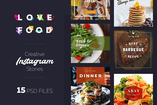 15个时尚高端优雅多用途的高品质Instagram美食爱好者社交媒体海报banner设计模板