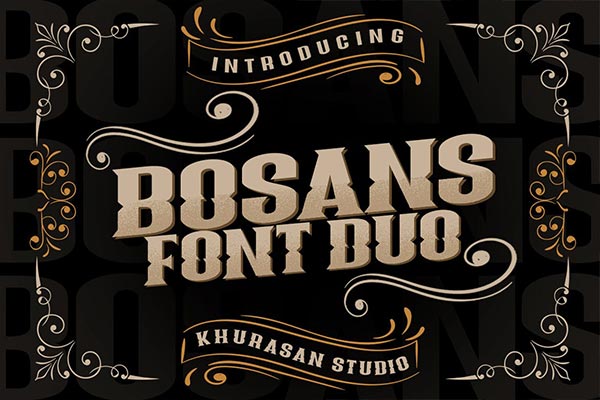 时尚高端欧式复古风格的Bosans字体二重奏