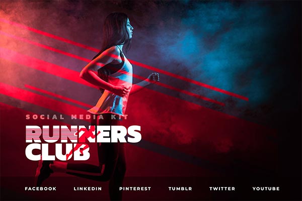 时尚高端个性震撼的高品质跑步者俱乐部社交媒体banner海报设计模板
