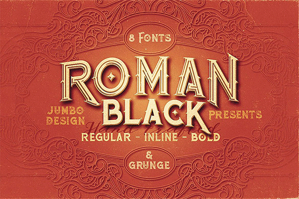 时尚高端震撼奢华质感欧式复古风格的Roman Black英文字体下载