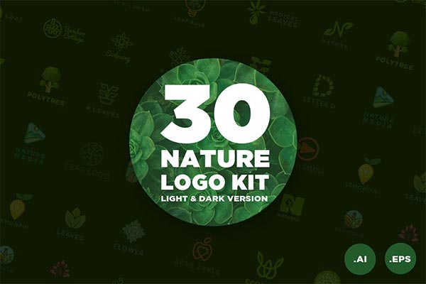 30个时尚高端清新自然健康绿色环保主题logo标志设计模板