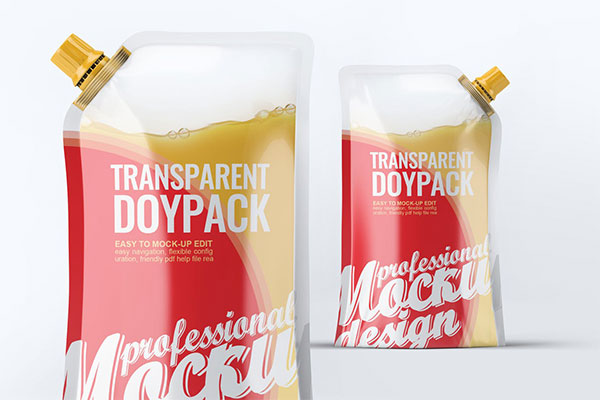 高品质的透明果汁酸奶牛奶包装设计VI样机展示模型mockups
