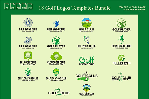 时尚高端多用途的高尔夫运动logo标志设计模板集合