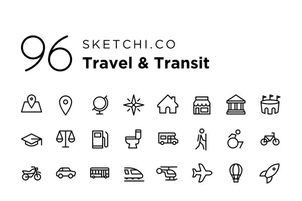 旅行交通相关的图标套装下载[Ai,Sketch]