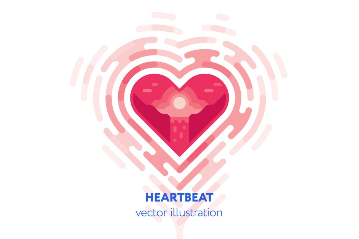 简约时尚多用途的心跳心脏爱心心形logo标志设计模板
