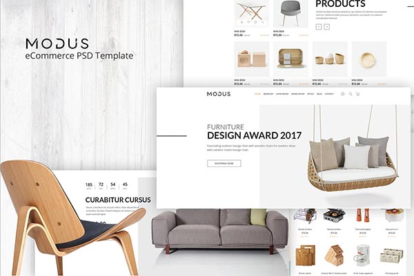 时尚高端简约大气多用途的家具家居电子商务PSD网站设计模板
