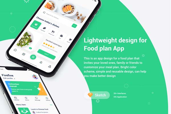 健康饮食计划类APP UI KIT套装模板 app设计 iOS Ui sketch源文件下载[包含展示模板]