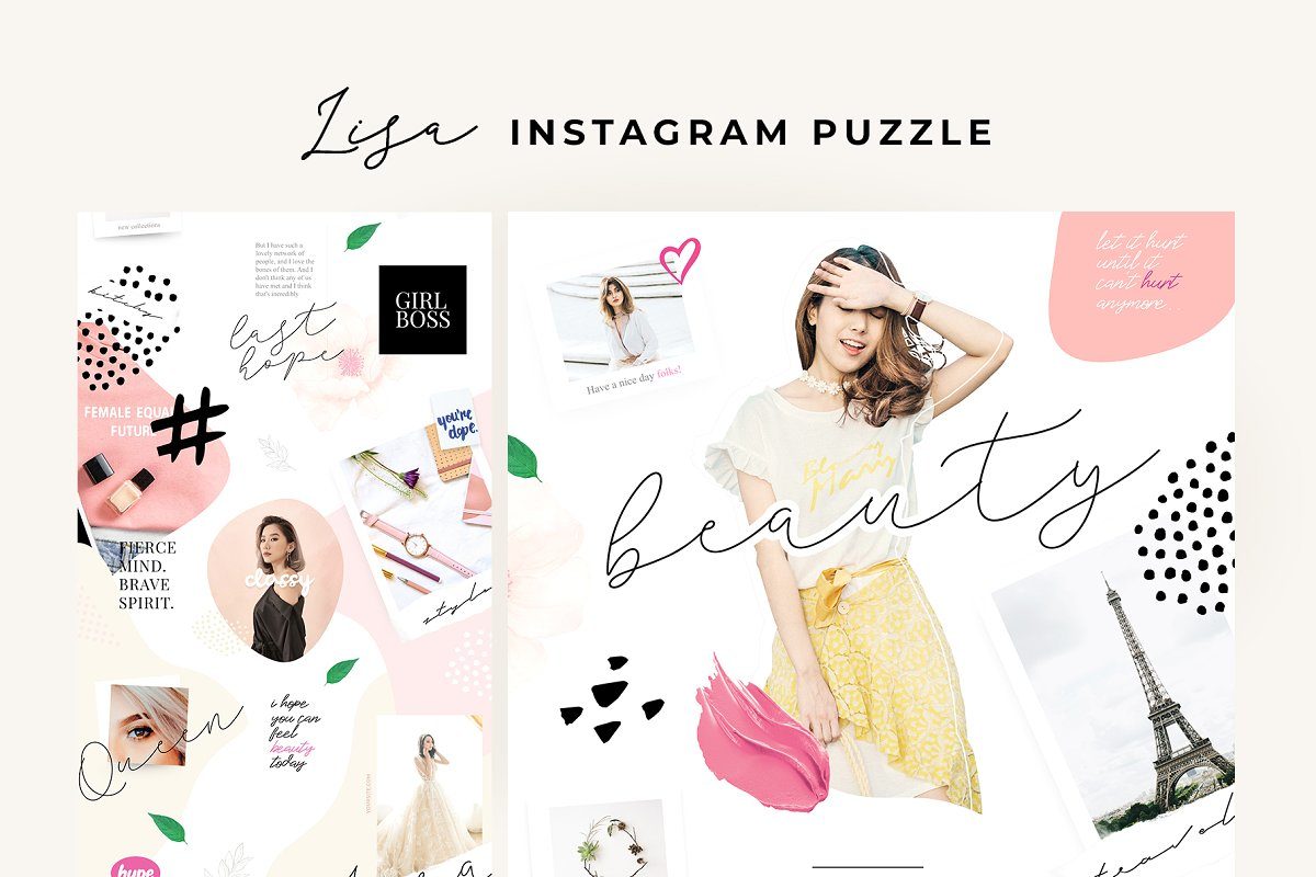 Lisa-时尚instagram社交拼图banner设计模板