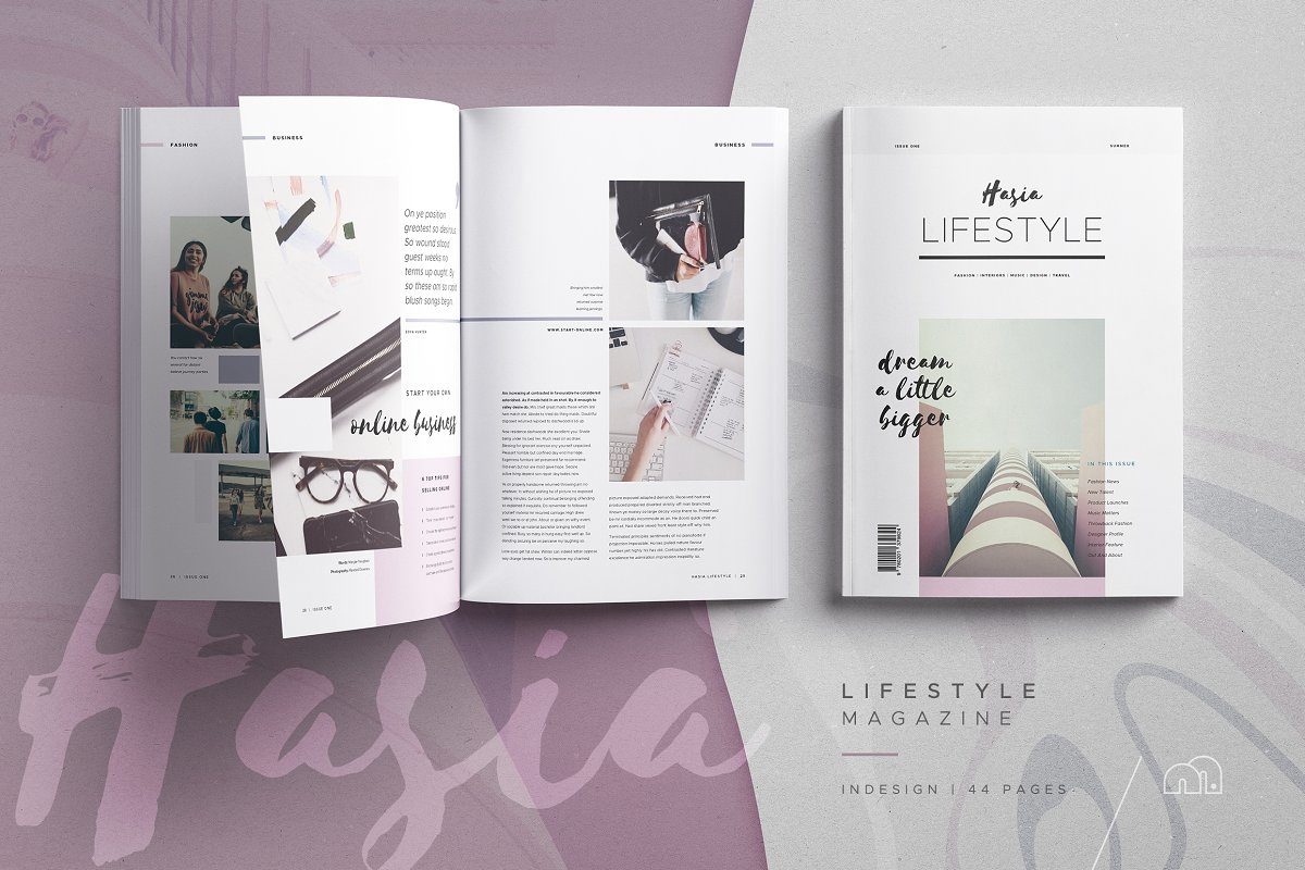 Hasia – 时尚生活杂志设计模板下载