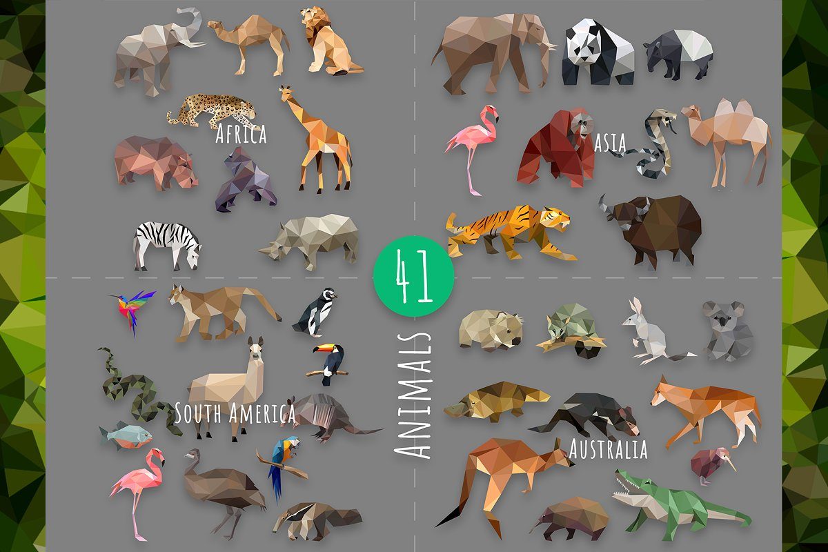 动物世界几何矢量插图合集