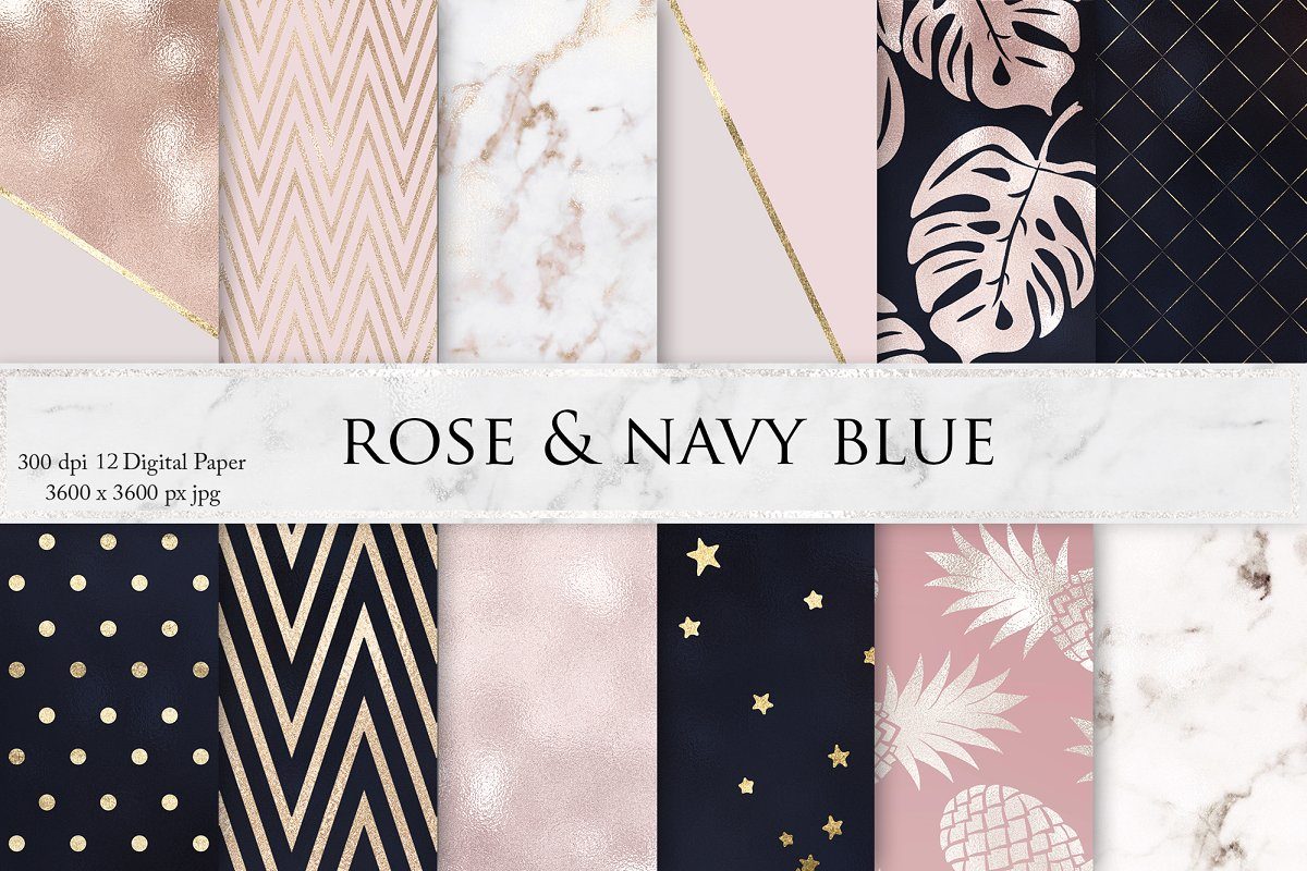 玫瑰金大理石背景纹理Rose Marble Navy Blue Textures