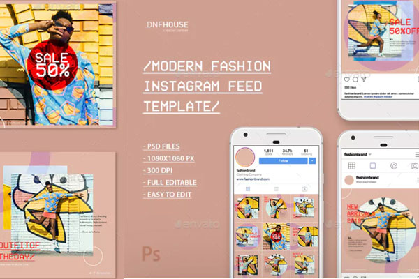 现代时尚Instagram Feed社交媒体故事模板