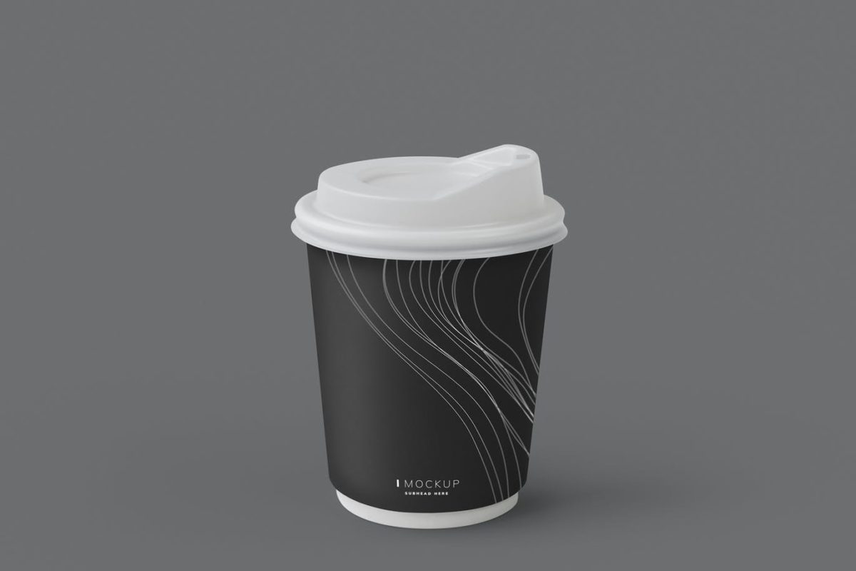 时尚高端简约逼真质感的咖啡杯纸杯设计包装设计VI样机展示模型mockups
