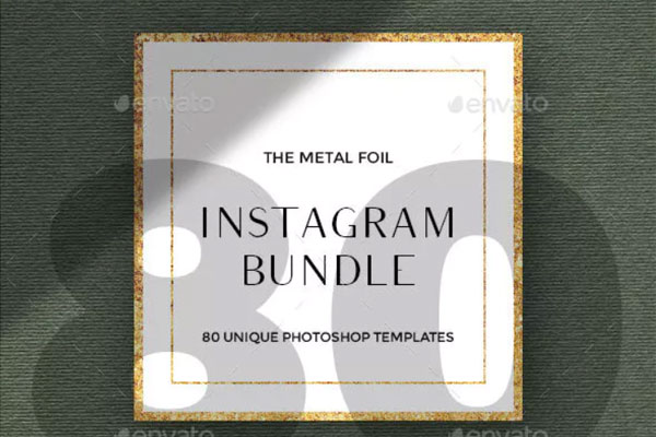 80个时尚金属铝箔Instagram帖子博客模板