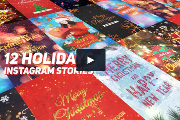 圣诞节Instagram故事套装视频AE模板