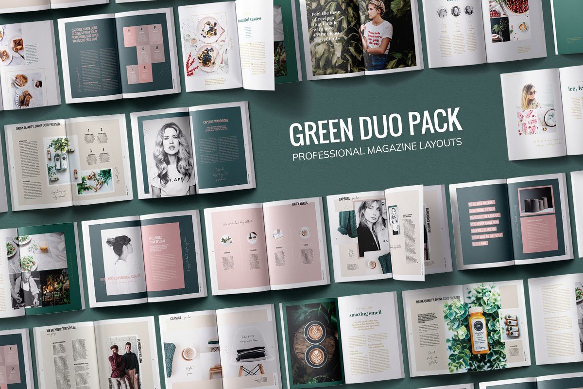 绿色主题时尚杂志画册设计模板