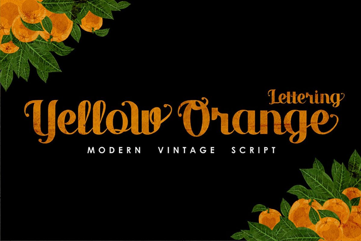 字体 | 橙色复古衬线连笔现代英文脚本文字
