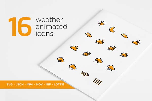 高品质动态天气图标套装下载 icon图标手机图标app图标素材