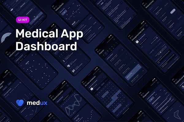 时尚高端多用途的高品质医疗应用程序仪表板dashboard APP UI KITS