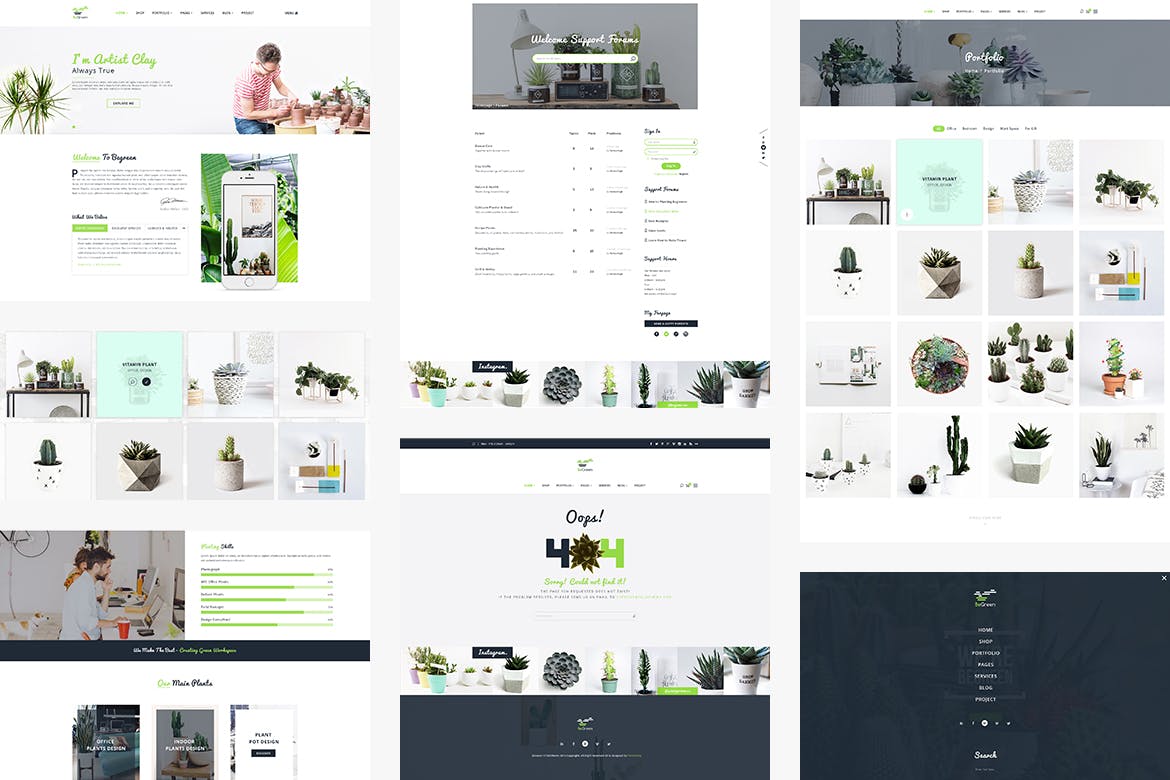 Websites | 高端创造性精美美丽花园植物在线商店PSD网站模板