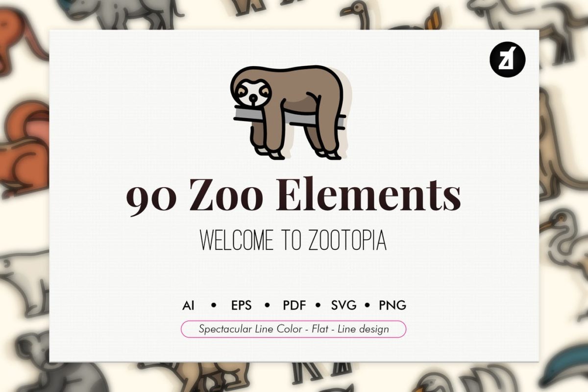 ICON | 矢量动物园各种动物插画图标图形元素