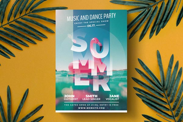 时尚高端优雅夏日夏天聚会派对party宣传单DM海报设计模板