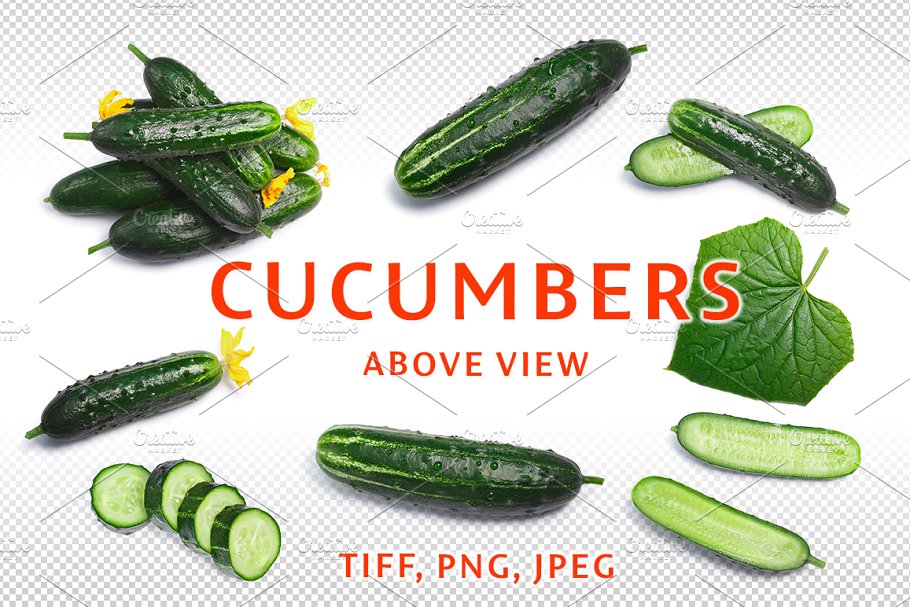 逼真的绿色蔬菜黄瓜图片素材