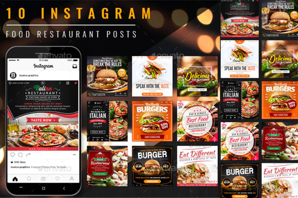 Instagram餐厅美食博客帖子模板